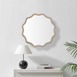 Damaris Wood Medium 70x70cm Wavy Round Wall Mirror - thumbnail 2