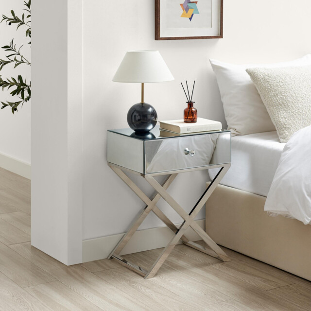 Celeste 1 Drawer Mirrored Bedside Table - image 1