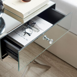 Celeste 1 Drawer Mirrored Bedside Table - thumbnail 4
