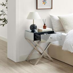 Furniturebox Celeste 1 Drawer ed Bedside Table, Mirror - Size: 50x62x35 cm - thumbnail 3
