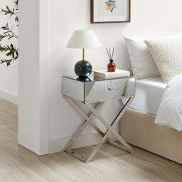 Celeste 1 Drawer Mirrored Bedside Table - thumbnail 1