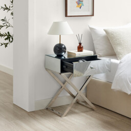 Celeste 1 Drawer Mirrored Bedside Table - thumbnail 3