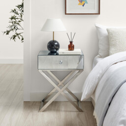 Celeste 1 Drawer Mirrored Bedside Table - thumbnail 2
