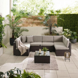 Orlando Brown Rattan & Brown 6 Seat Modular Garden Sofa - thumbnail 2
