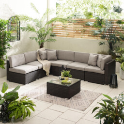 Orlando Brown Rattan & Brown 6 Seat Modular Garden Sofa - thumbnail 3