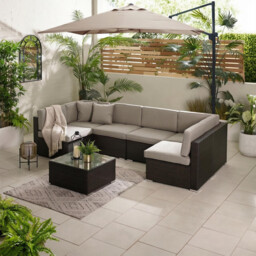 Orlando Brown Rattan & Brown 6 Seat Modular Garden Sofa - thumbnail 1
