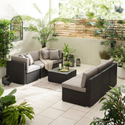 Orlando Brown Rattan & Brown 6 Seat Modular Garden Sofa - thumbnail 4
