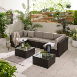 Orlando Brown Rattan & Brown 6 Seat Modular Garden Sofa