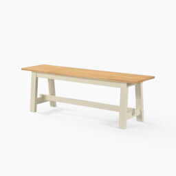 Blakeney Oak and Cream Solid Wood Dining Bench - thumbnail 2