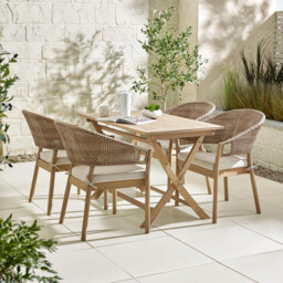 Hamburg & Asa Wood & Wicker 4 Seat Garden Dining Set - thumbnail 1