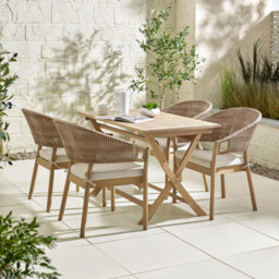 Hamburg & Asa Wood & Wicker 4 Seat Garden Dining Set
