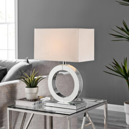 Chloe Mirror and White Halo Table Lamp