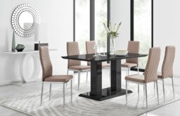 Imperia Black High Gloss Dining Table And 6 Milan Dining Chairs Set - thumbnail 1