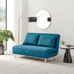 Bobby Blue Fabric Double Folding Sofa Bed - thumbnail 1