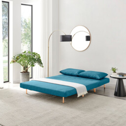 Bobby Blue Fabric Double Folding Sofa Bed - thumbnail 3