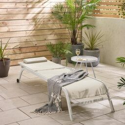 2x Corsica Cream Metal & Textilene Sun Loungers - thumbnail 4