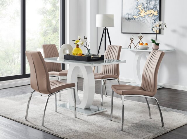 Giovani 4 Grey Dining Table & 4 Isco Chairs - image 1