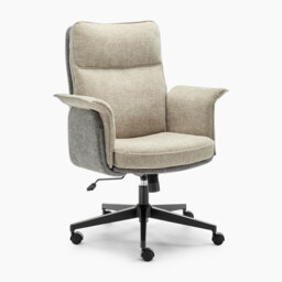Margaux Grey & Cream Jumbo Corduroy Swivel Office Chair - thumbnail 3