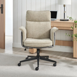 Margaux Grey & Cream Jumbo Corduroy Swivel Office Chair - thumbnail 2