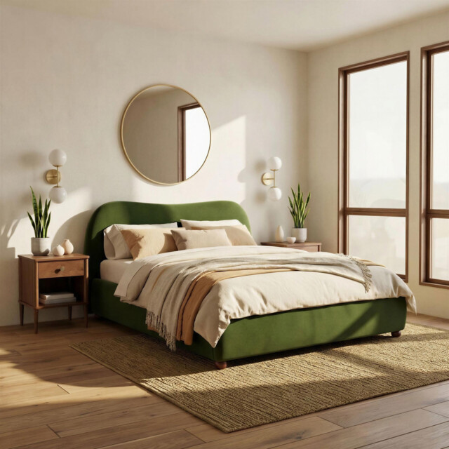 Mabel Green Velvet Ottoman King Size Bed Frame - image 1