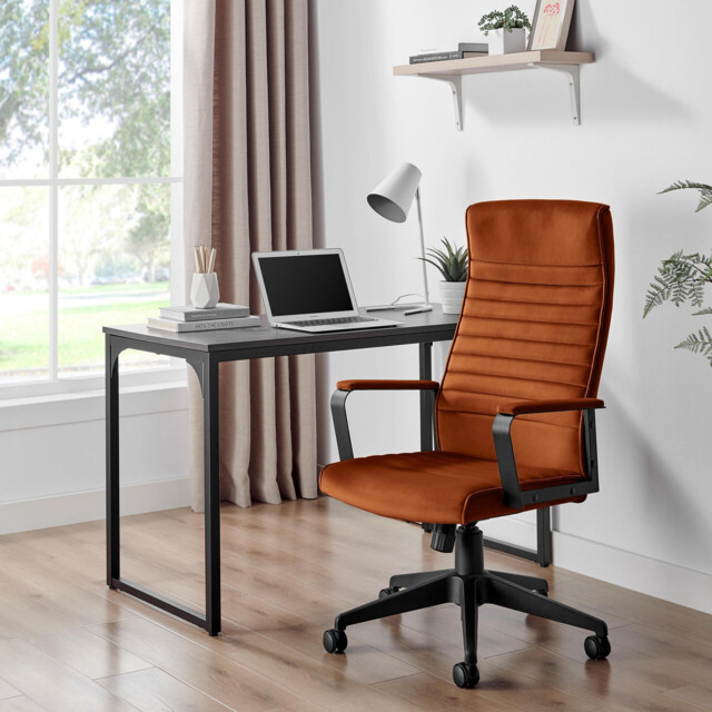 Centro Burnt Orange Velvet Reclining Office Chair - image 1
