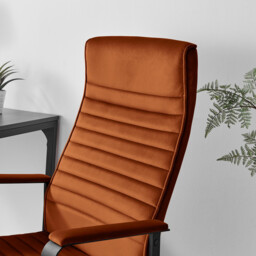 Centro Burnt Orange Velvet Reclining Office Chair - thumbnail 4