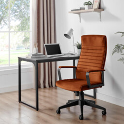 Centro Burnt Orange Velvet Reclining Office Chair