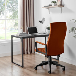 Centro Burnt Orange Velvet Reclining Office Chair - thumbnail 3