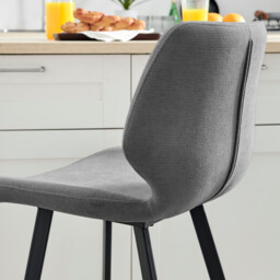 2x Nyla Dark Grey Fabric Counter Stools Black Legs - thumbnail 4