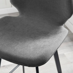 2x Nyla Dark Grey Fabric Counter Stools Black Legs - thumbnail 3