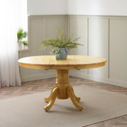 Padstow Round Oak Effect Solid Wood Extending 4-6 Seater Dining Table - thumbnail 1