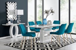 Arezzo Large Extending Dining Table and 6 Pesaro Gold Leg Chairs - thumbnail 1
