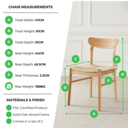 2x Bonnie Oak Effect and Rope Dining Chairs - thumbnail 3