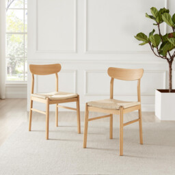 2x Bonnie Oak Effect and Rope Dining Chairs - thumbnail 4