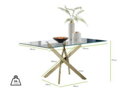 Leonardo 6 Gold Dining Table and 6 Milan Chairs - thumbnail 3