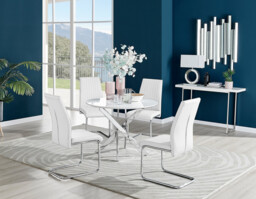 Novara White High Gloss Round Dining Table & 4 Lorenzo Chairs - thumbnail 4
