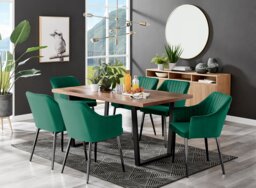 Kylo Brown Wood Effect Dining Table & 6 Calla Black Leg Chairs