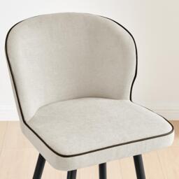 Furniturebox 2x Catriona Cream Fabric Counter Stools, Polyester/Leather in Cream/Black - Size: 47x97x52 cm - thumbnail 3