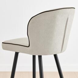 Furniturebox 2x Catriona Cream Fabric Counter Stools, Polyester/Leather in Cream/Black - Size: 47x97x52 cm - thumbnail 4