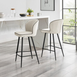 2x Catriona Cream Fabric Counter Stools