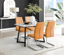 Carson White Marble Effect Dining Table & 4 Lorenzo Chairs