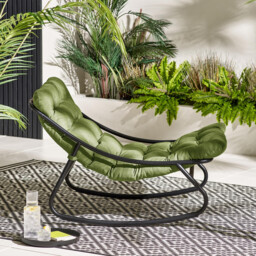 Hydra Black Metal & Green Garden Rocking Chair - thumbnail 3