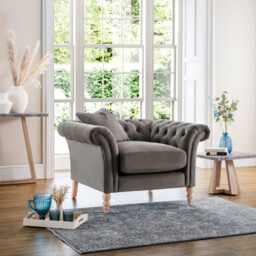 Olivia Grey Velvet Arm Chair - thumbnail 1