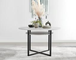 Furniturebox Adley Round Grey Concrete Effect Dining Table 4 Anika Swivel Chairs in Cream - Size: 62x78.5x58.5 cm - thumbnail 7