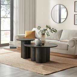 Sutton Round Black Veneer Wood Coffee Table - thumbnail 3