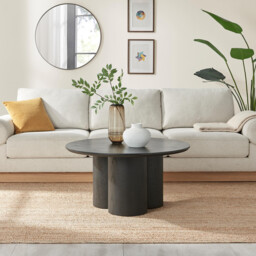 Sutton Round Black Veneer Wood Coffee Table - thumbnail 1