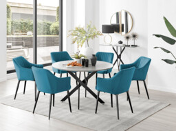 Novara Grey Concrete Effect Black Leg 120cm Round Dining Table & 6 Calla Black Leg Chairs - thumbnail 2