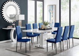 Arezzo Large Extending Dining Table and 8 Velvet Milan Black Leg Chairs - thumbnail 1