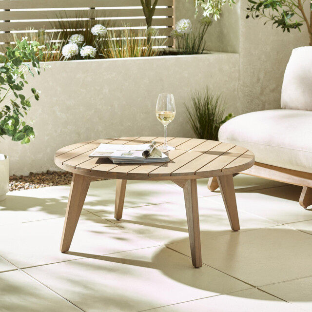 Iko Round Wood Garden Coffee Table - image 1