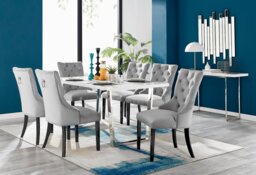 Kylo White High Gloss Dining Table & 6 Belgravia Black Leg Chairs